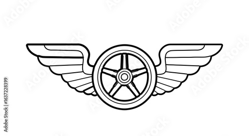 Flying wheel vector graphic design for automotive industry and transportation related concepts and designs