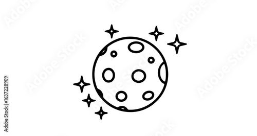 Moon and stars vector illustration celestial space night sky astronomy astrology lunar eclipse galaxy design art