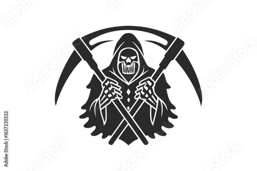 grim reaper icon and logo silhouette vector illustration