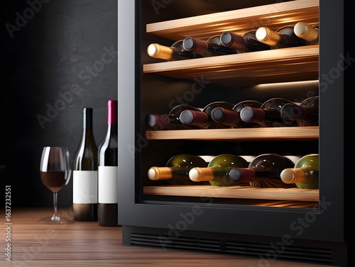 Elegant Wine Cooler Display at Night