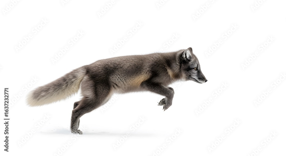 Obraz premium Arctic Fox Leaping in the Snow