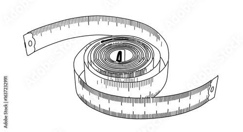 Measuring tape vector graphic for sewing patterns and tailoring projects with precise measurements tool
