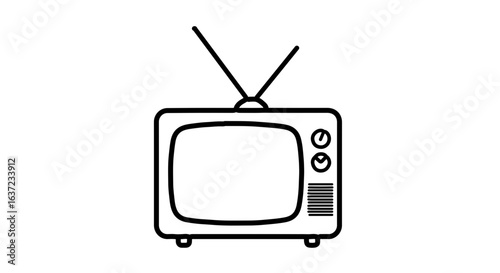 Vintage television set vector illustration retro tv antenna old television outline drawing classic tv vector art