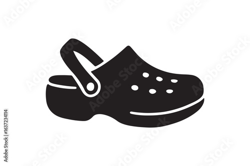 Crocs-style Shoe icon silhouette vector with white background