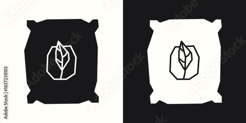 Black Filled and White Filled Cutout Icons of a Bag of Soil