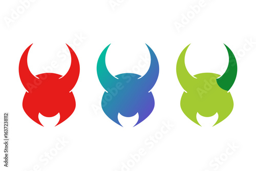 set of devil horns icon and logo silhouette vector illustration