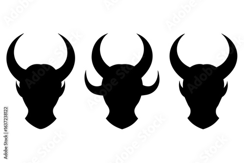 set of devil horns silhouette vector illustration