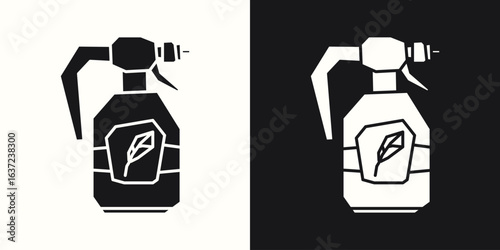 Black Filled and White Filled Cutout Icons of a Spray Bottle