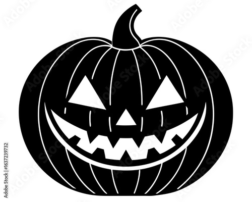 cute pumpkin smile silhouette vector illustration