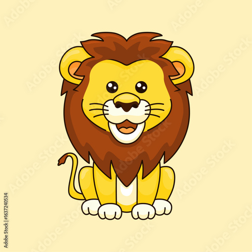vector cute lion illustration cartoon draw