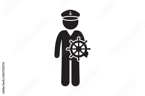 Ship Captain icon silhouette vector with white background