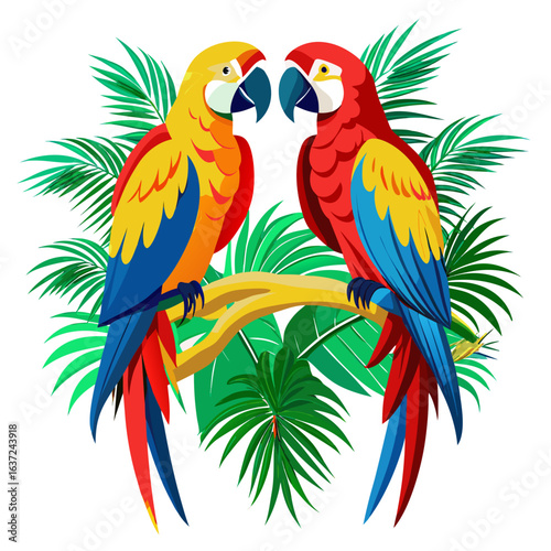 two parrots on a branch