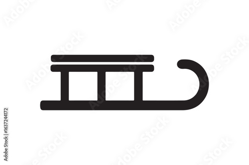 Sled icon silhouette vector with white background