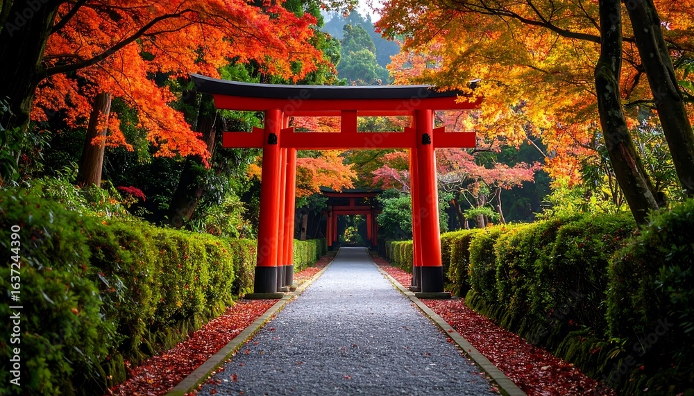 Obraz premium Autumn path, torii gates