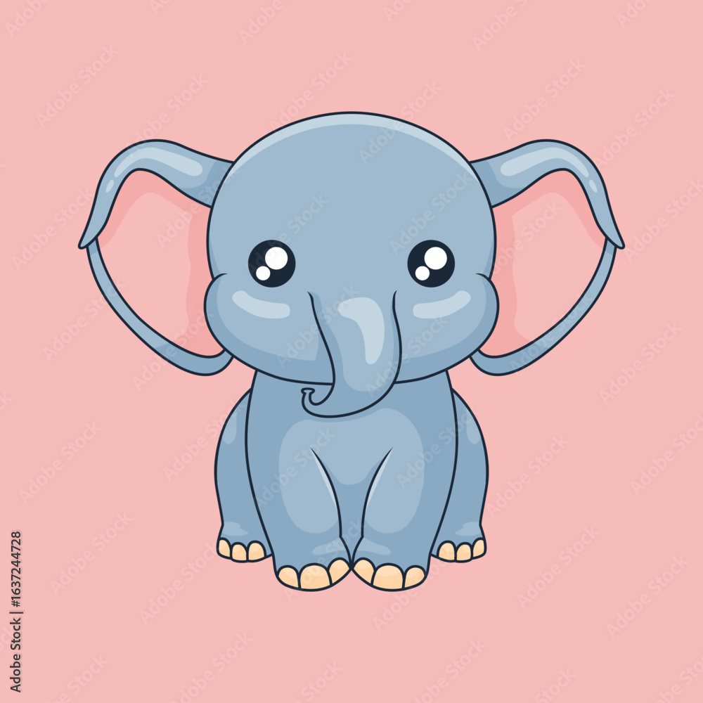 Obraz premium vector cute elephant illustration cartoon draw