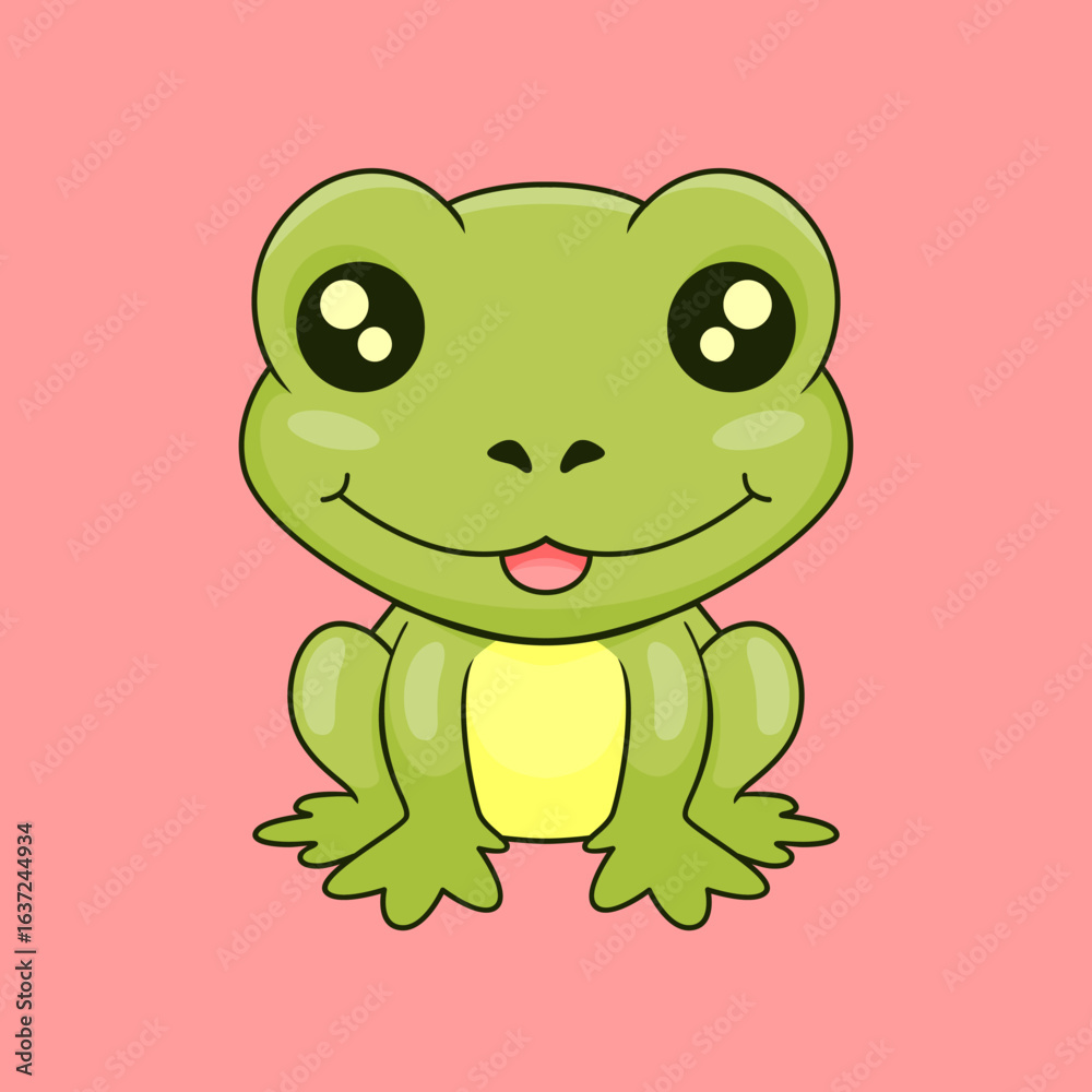 Obraz premium vector cute frog illustration cartoon draw