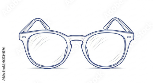 Stylish round frame eyeglasses vector drawing for vision correction and fashion accessory illustration style design