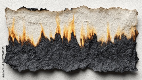 Burned paper fragment, showing varied charring