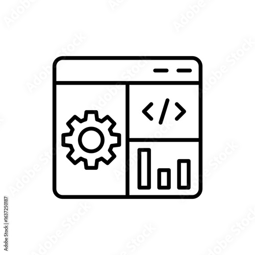 Online multitasking outline icons, minimalist vector illustration ,simple transparent graphic element .Isolated on white background
