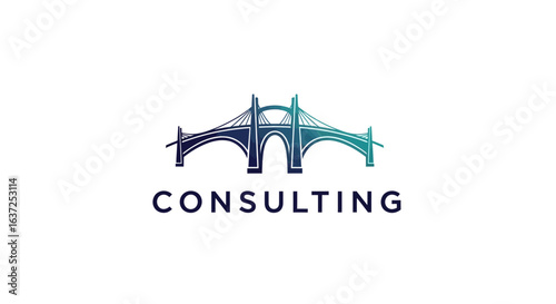 A stylized bridge logo with the word 
