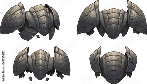 Intricate Stone Armor Compositions for Fantasy Game Asset Design Use