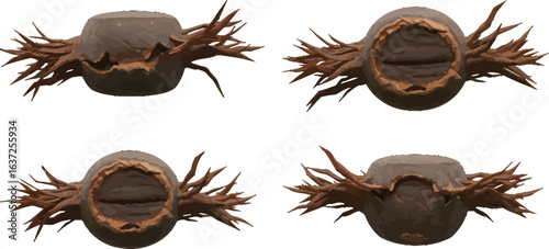 Mystical Forest Orbs with Branch Embellishments on a white Background