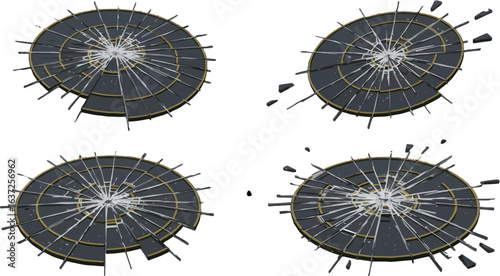 Shattered Circular Platforms: A Conceptual Visualization of Destruction and Fragmentation
