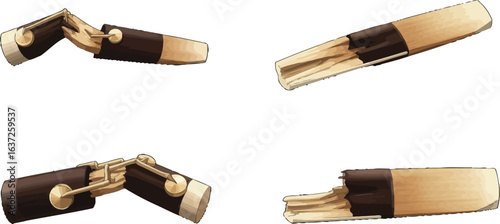 Illustration showcasing different bassoon reed types and their construction
