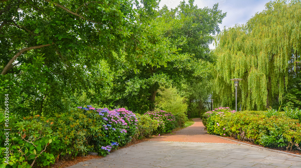 Fototapeta premium Charming City Park in Baltic Seaside Town of Binz, Rugen Island, Germany