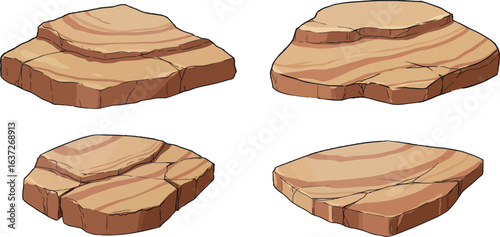 Desert terrain assets: Cartoon sandstone platforms for game development