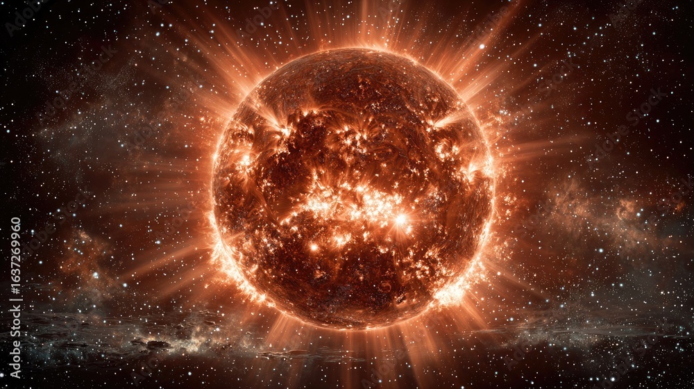 Obraz premium Fiery starburst in cosmic expanse