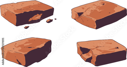 Illustration of distressed bricks showcasing weathering and structural deterioration