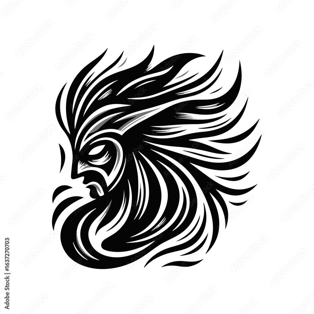 Fototapeta premium tribal mask of the dancer, flowing lines and dynamic shapes
