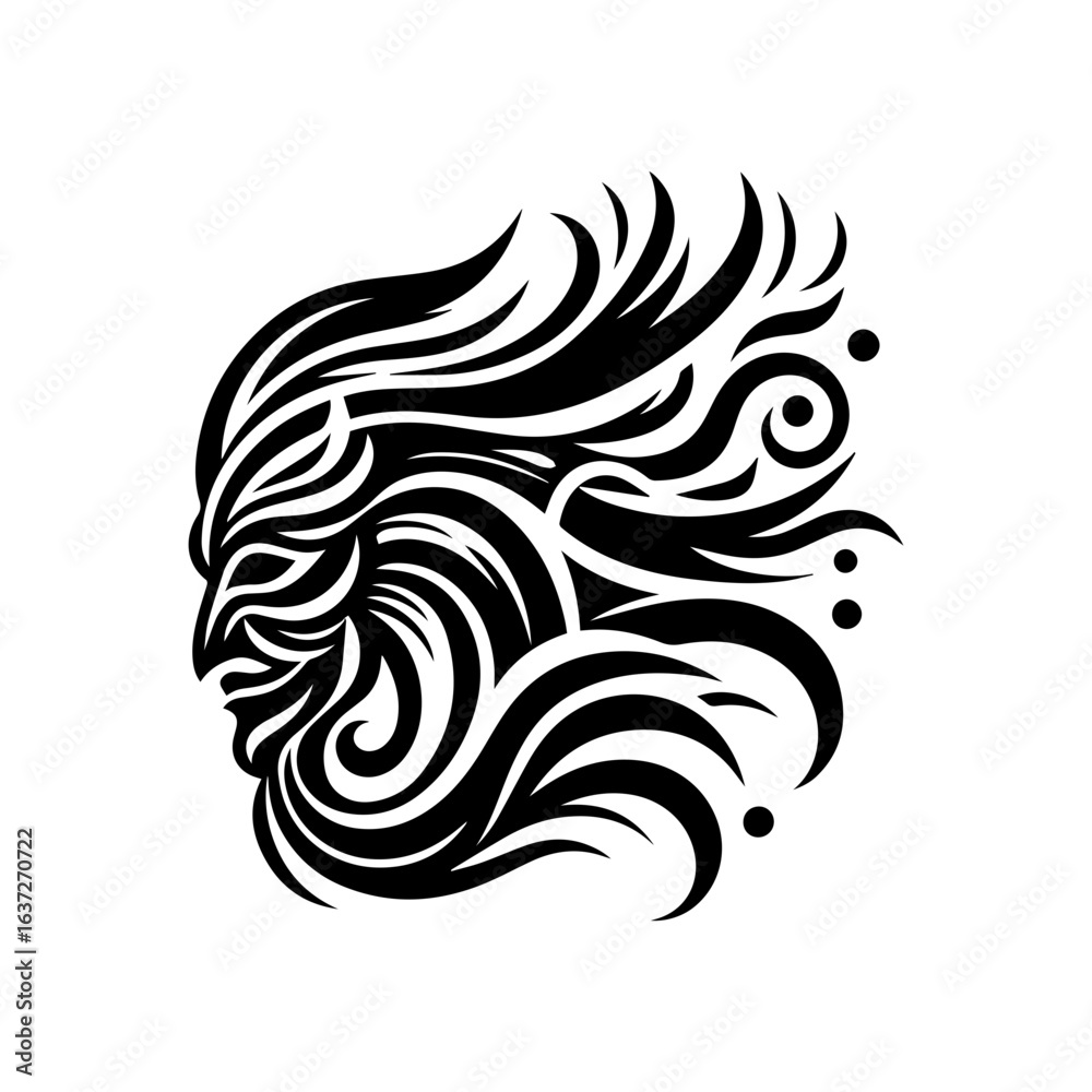Obraz premium tribal mask of the dancer, flowing lines and dynamic shapes