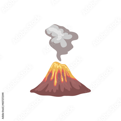 Volcano Eruption Vector Illustration of Natural Disaster with Smoke