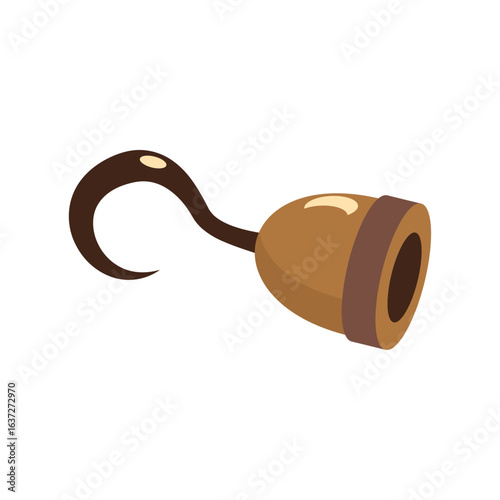 Vector illustration of a classic brown pirate hook on white background