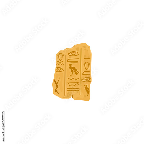 Ancient Egyptian stone tablet fragment with hieroglyphic writing.