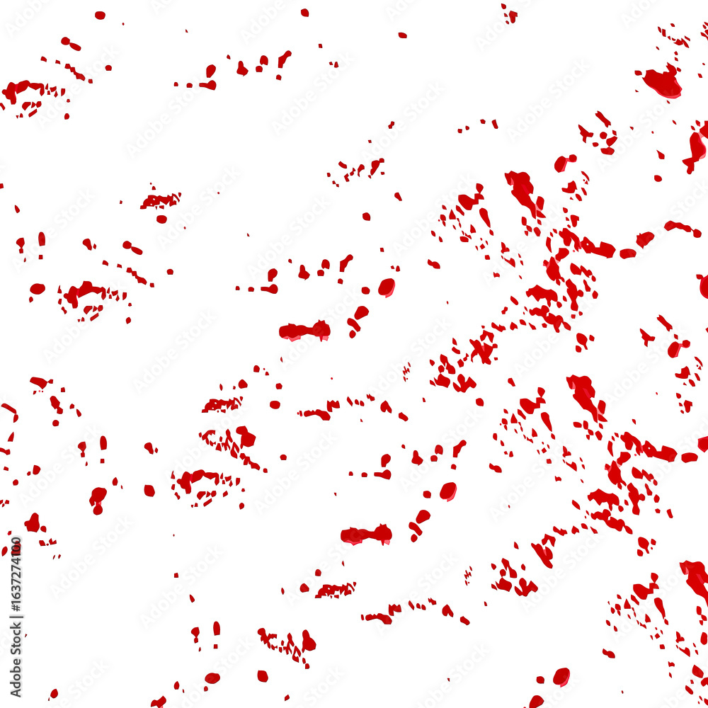 Obraz premium Red blood paint splatters and splashes on a white background with a grunge texture