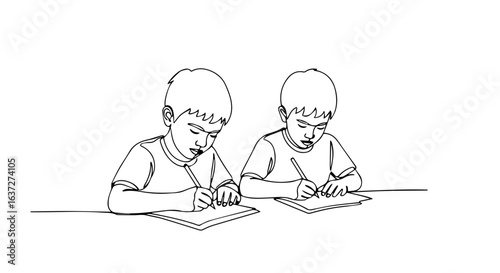 Kids writing on paper with pencils in hand, learning to draw, practice handwriting, and develop fine motor skills. Kids writing is an essential skill for school readiness and creativity.