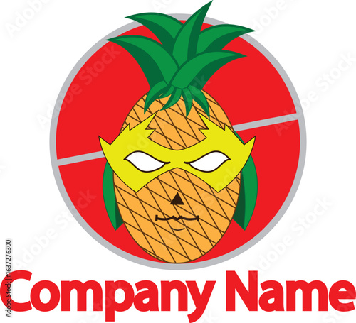 Pineapple Superhero Mascot Logo Design Vector