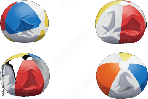 Collection of colorful deflated beach balls evokes summer memories and fun