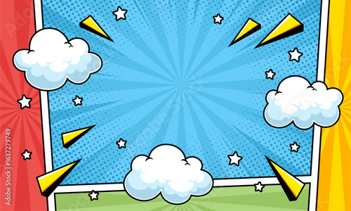 Colorful comic pop art background