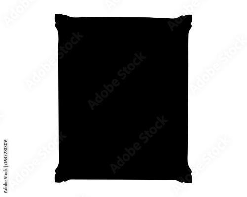 Black silhouette of a bag or sack with simple curved ornamentation