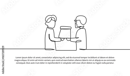 One line of receive goods from the courier. Abstract minimal continuous line.