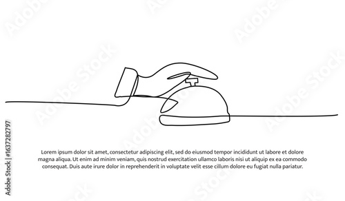 One line of service bell. Abstract minimal continuous line.