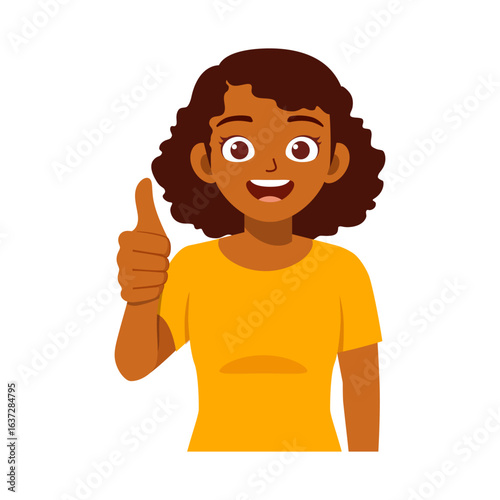Young African American Woman Smiling and Giving a Thumbs Up with a Cheerful Expression
