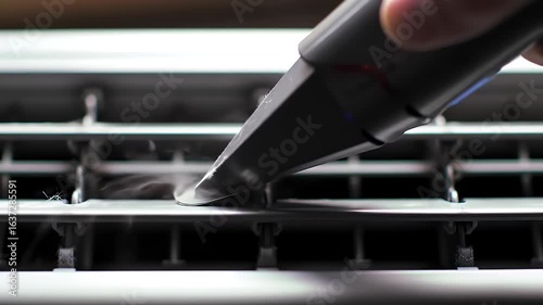 Wallpaper Mural Hand Vacuuming Dust from Air Conditioner Vent Grilles for Maintenance and Home Cleaning with Gray Vacuum and White Vent System for Cleaner Air and Hygiene Torontodigital.ca