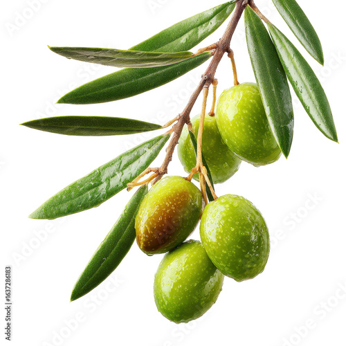 Wallpaper Mural Fresh green olives hanging from an olive branch with leaves in a bright setting Torontodigital.ca