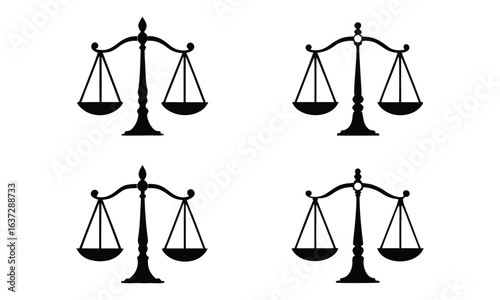 justice scale silhouette vector set, Scales of justice vector icon set