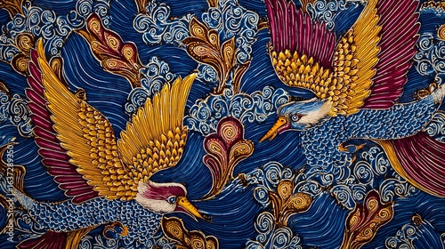 Wallpaper Mural  Traditional Indonesian batik fabric close-up Torontodigital.ca